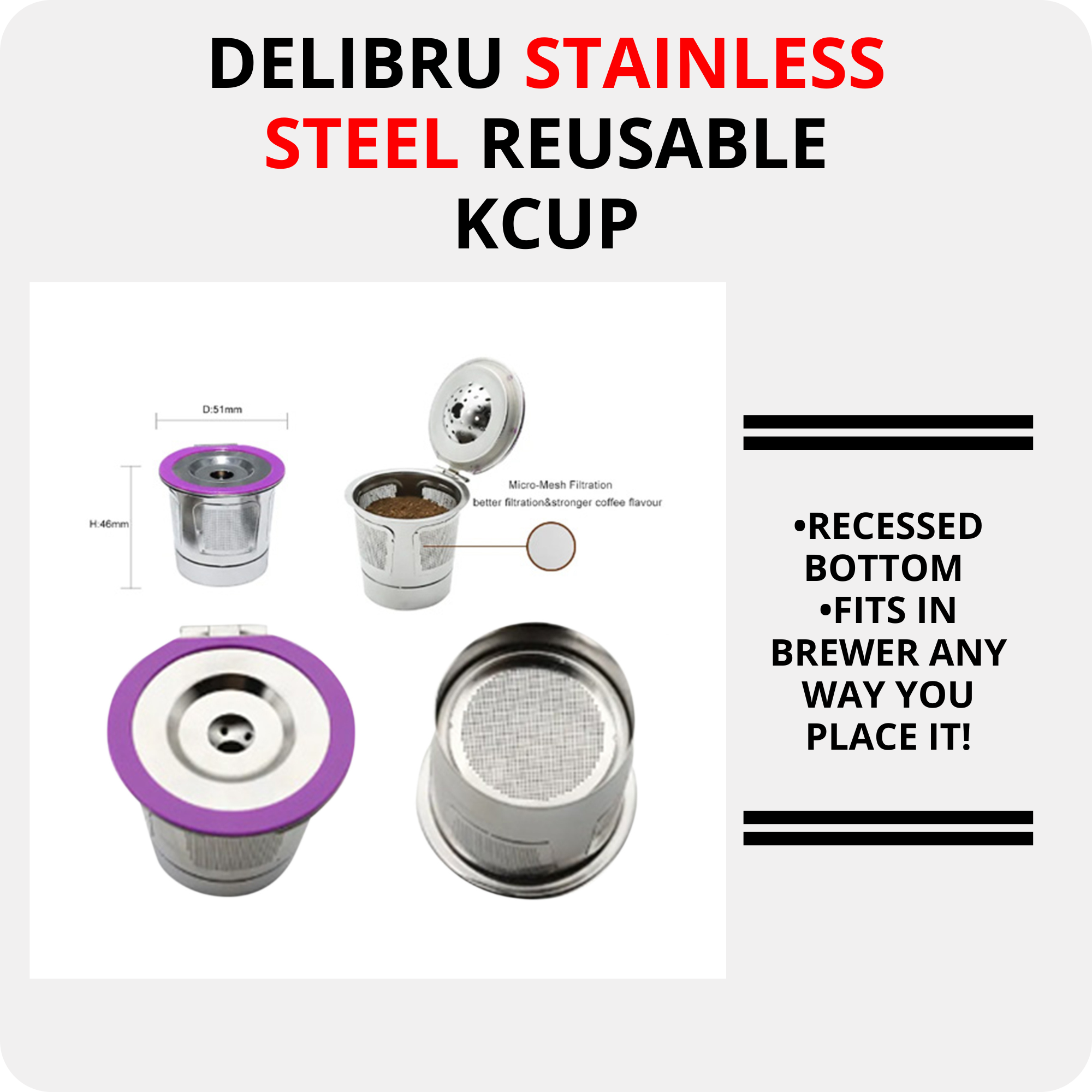 Metal K-Cup Reusable Stainless Steel Keurig K cup for Keurig 1.0 2.0 Reusable Coffee Filter