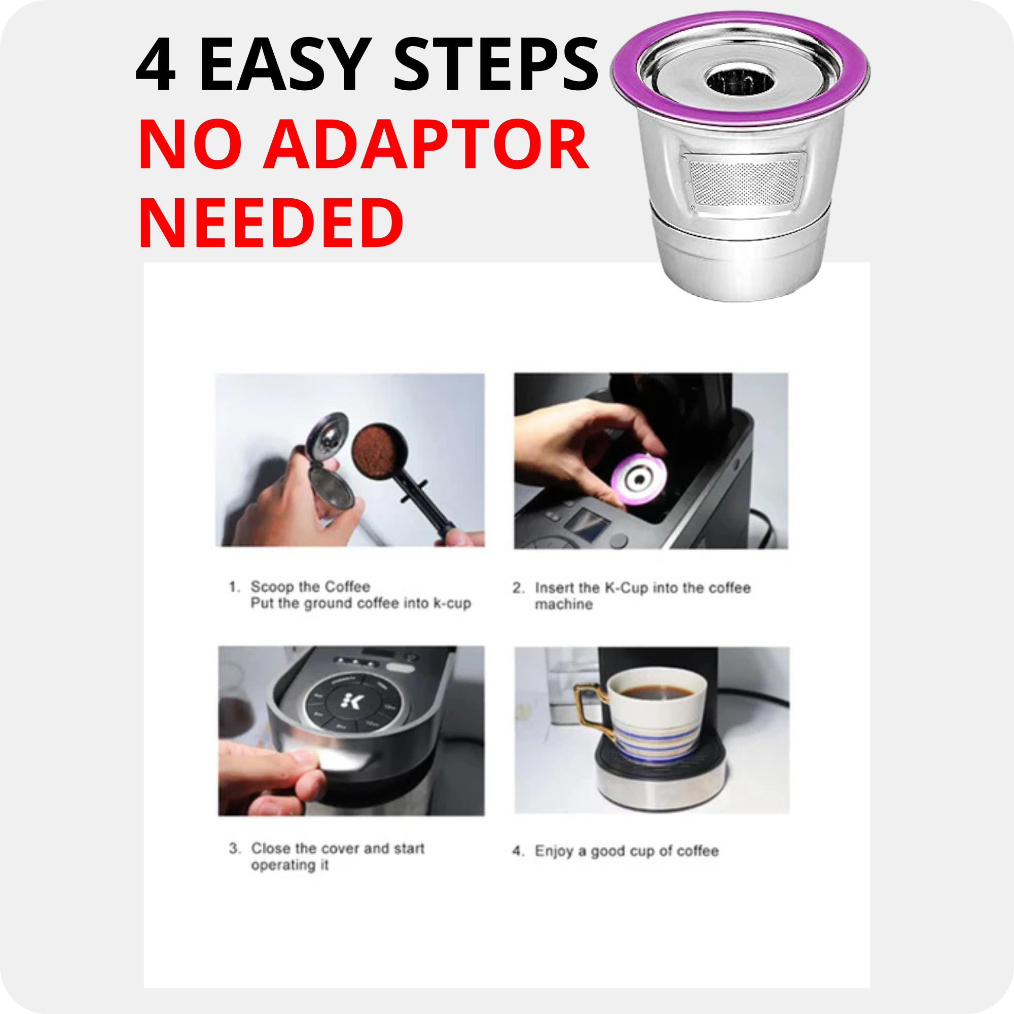 Metal K-Cup Reusable Stainless Steel Keurig K cup for Keurig 1.0 2.0 Reusable Coffee Filter