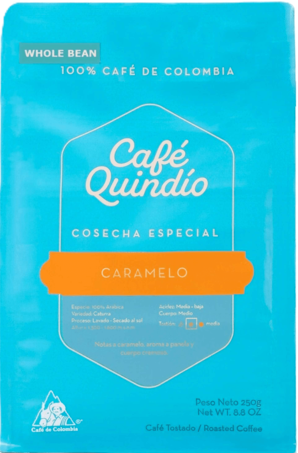 Cafe Quindio Coffee Caramel Specialty Harvest Whole Beans - Colombian Coffee