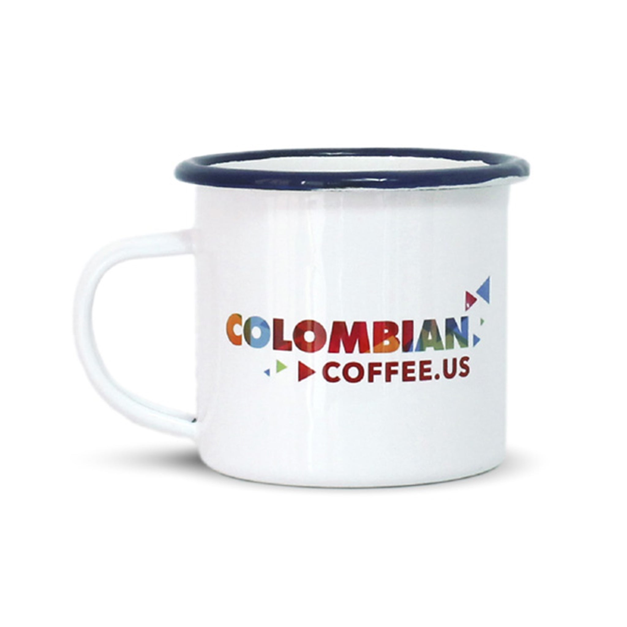 Colorful Red and Blue 11oz Peltre Coffee Mug – Classic Enamel Design - Colombian Coffee