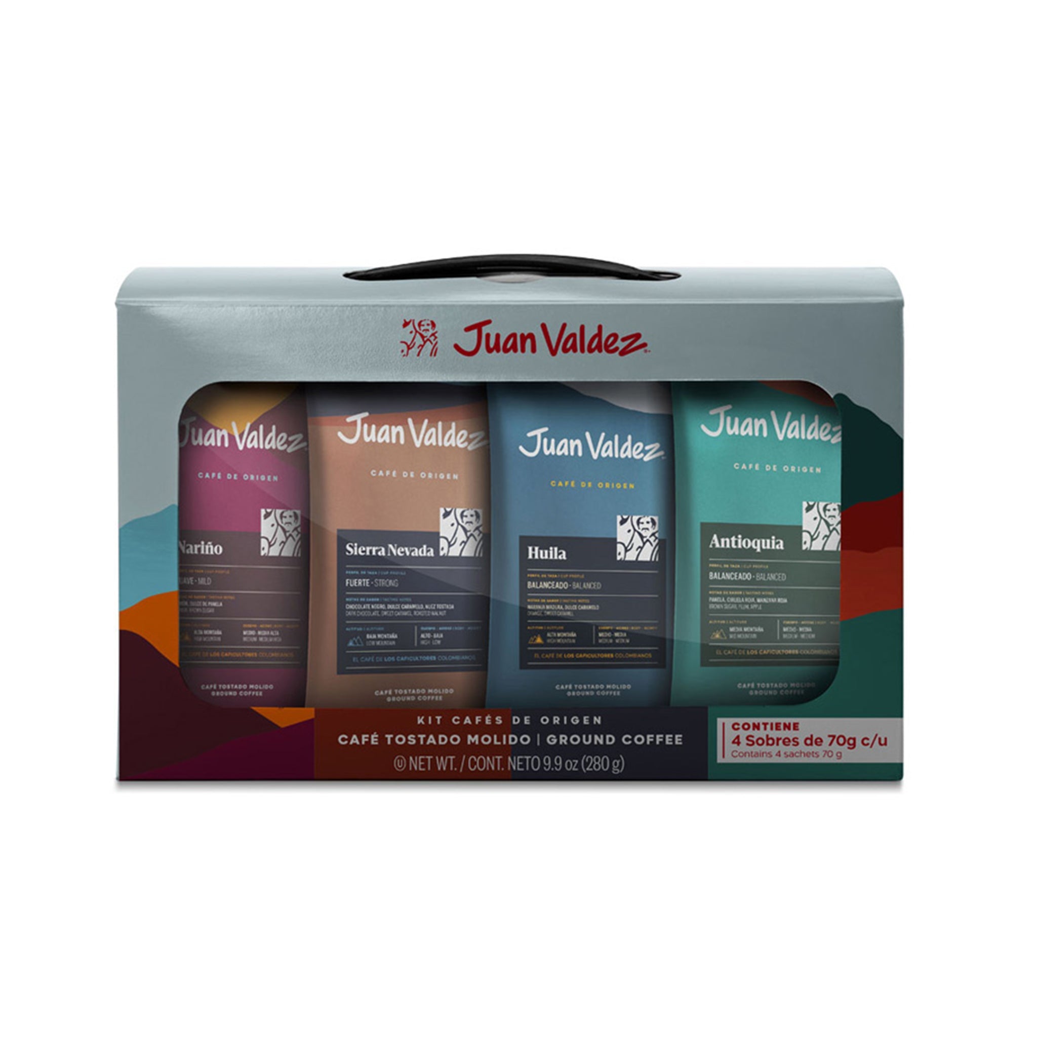 Juan Valdez Coffee of Origin Colombian Ground Coffee - Kit x 4 Sachets 280 g - Colombian Coffee