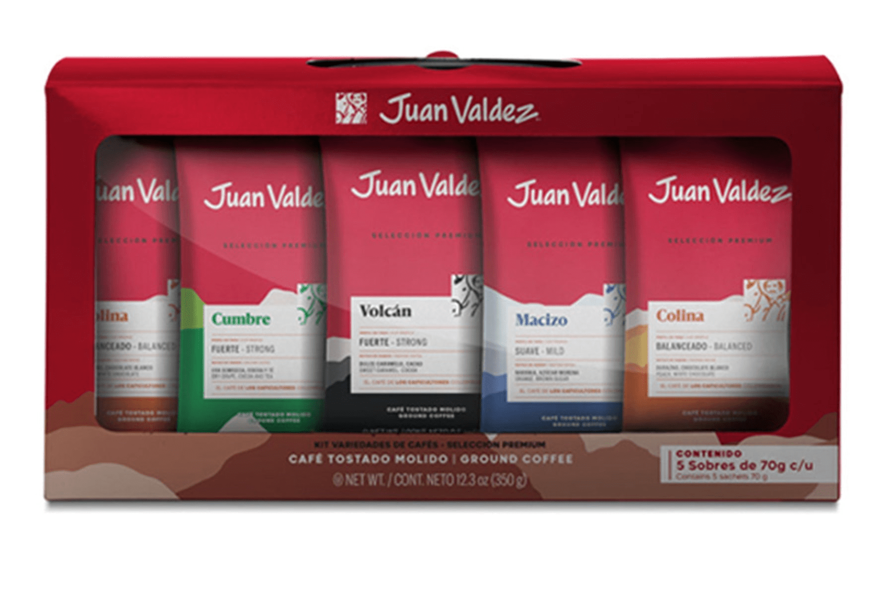 Juan Valdez Premium Selection Coffee Kit x 5 Sachets - 350 g - Colombian Coffee