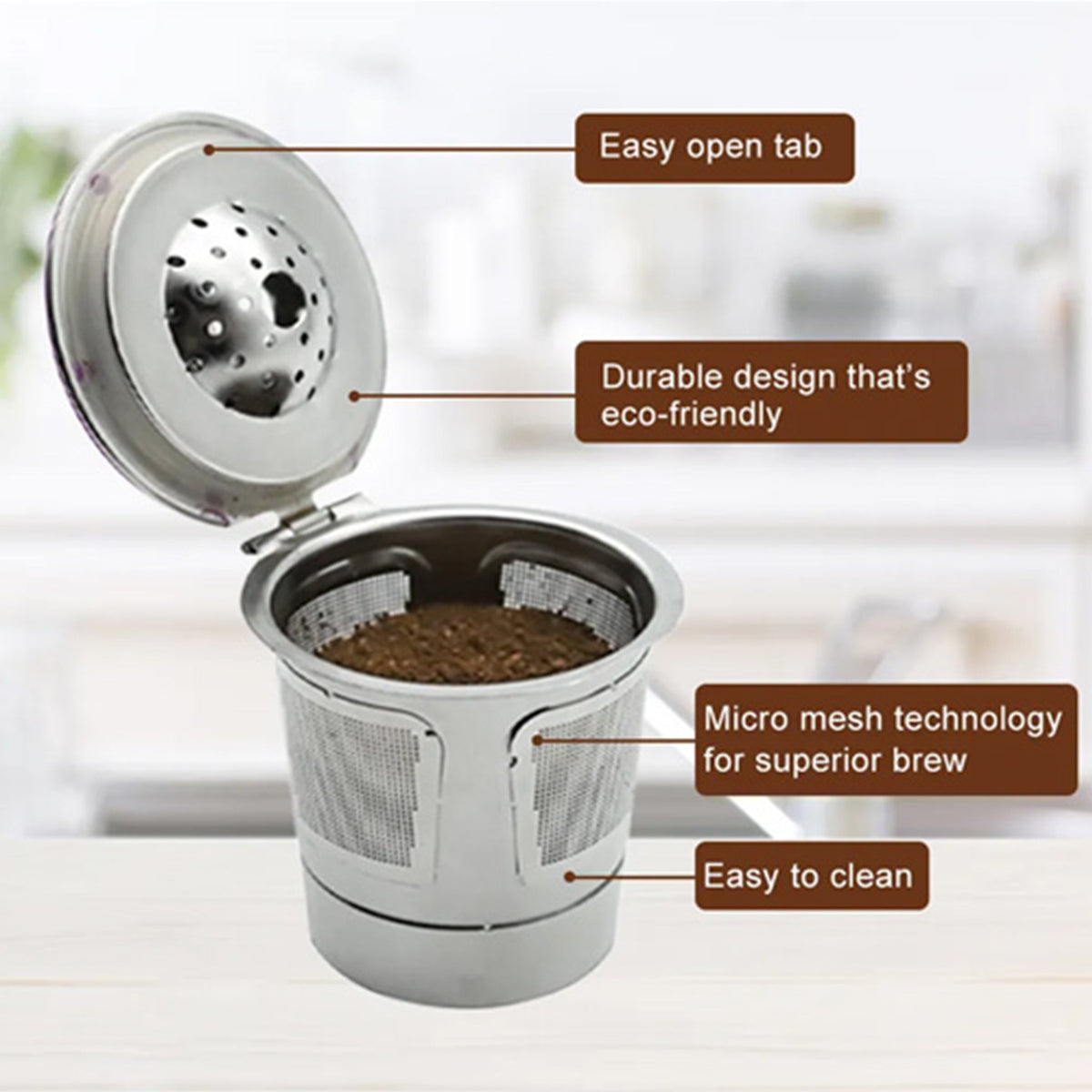 Wiederverwendbarer Kaffeepad Aus Edelstahl Für Keurig – Spülmaschinenfest, BPA-frei, Perfekt Für Kaffee-Liebhaber