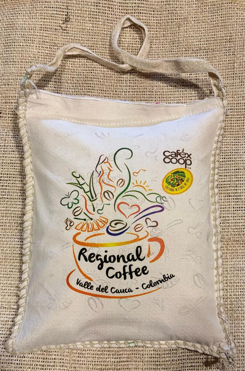 Regional Valle del Cauca green coffee 10 kg sack laid flat