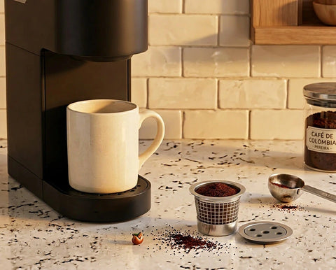 Reusable metal cups for automatic coffee machines such as Keurig and Nespresso